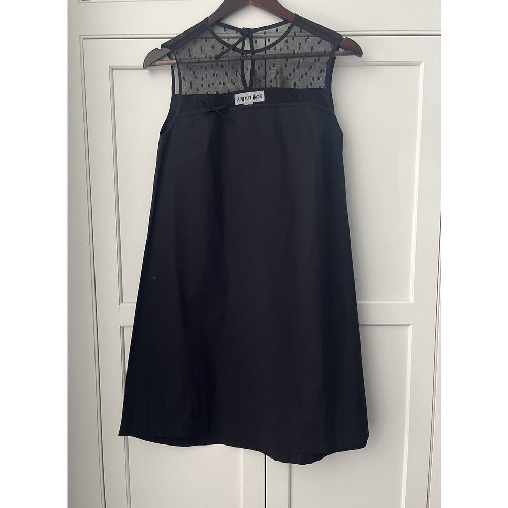 A-TOUT-AGE Sleeveless Shift Dress. Size 8 Cotton Black Lace/ bow detail NWOT